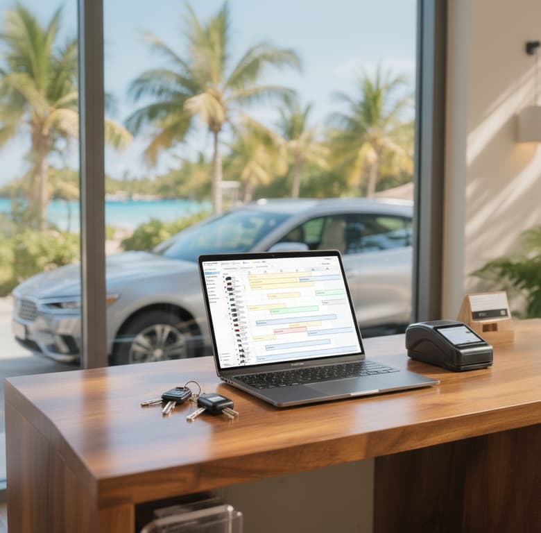 Interface de Moana Booking montrant la gestion de véhicules