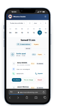 Moana Guide — vue mobile
