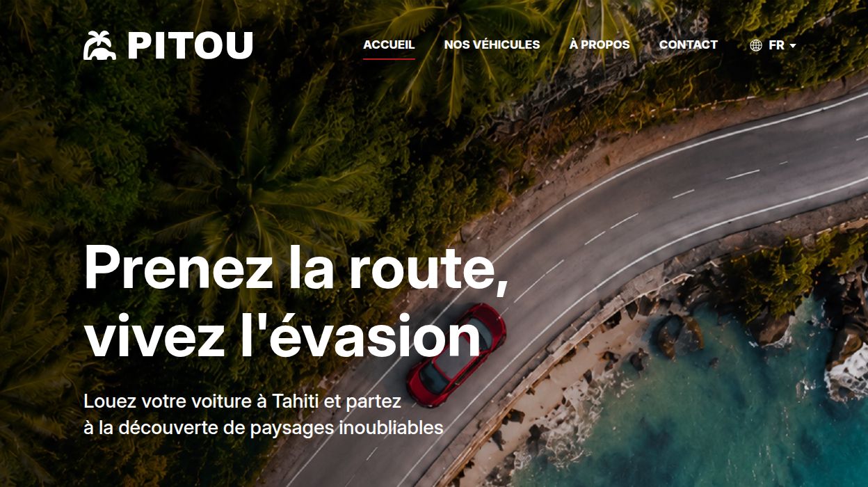 Capture d’écran de la page d’accueil du site Pitou Location